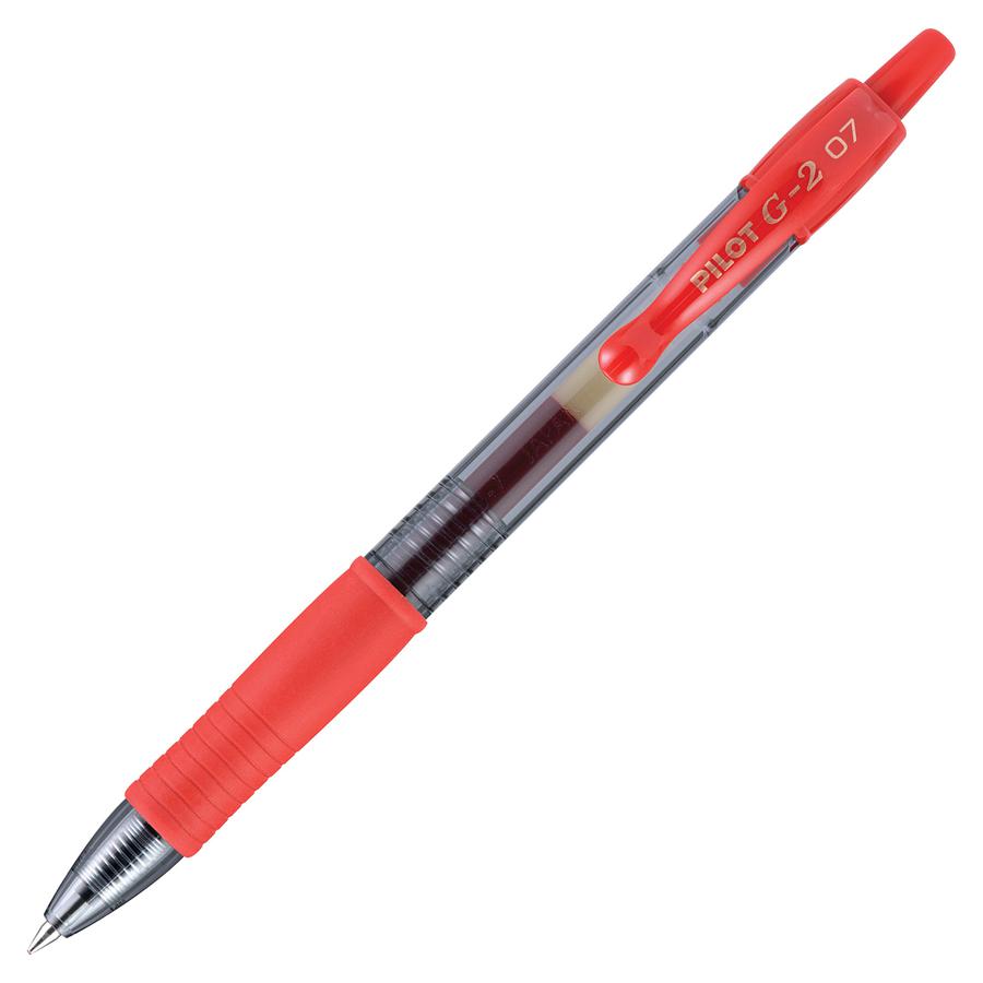 Pilot G2 Retractable Gel Ink Rollerball Pens - Fine Pen Point - 0.7 mm Pen Point Size - Refillable - Retractable - Red Gel-based Ink - Clear Barrel - 1 Dozen. Picture 2