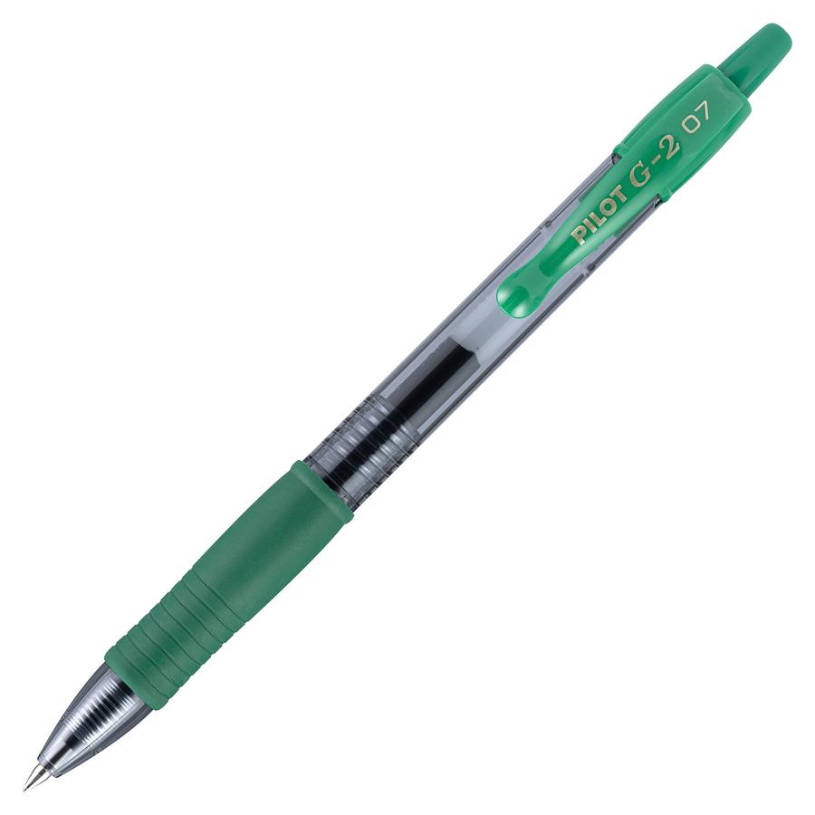 Pilot G2 Retractable Gel Ink Rollerball Pens - Fine Pen Point - 0.7 mm Pen Point Size - Refillable - Retractable - Green Gel-based Ink - Clear Barrel - 1 Dozen. Picture 3