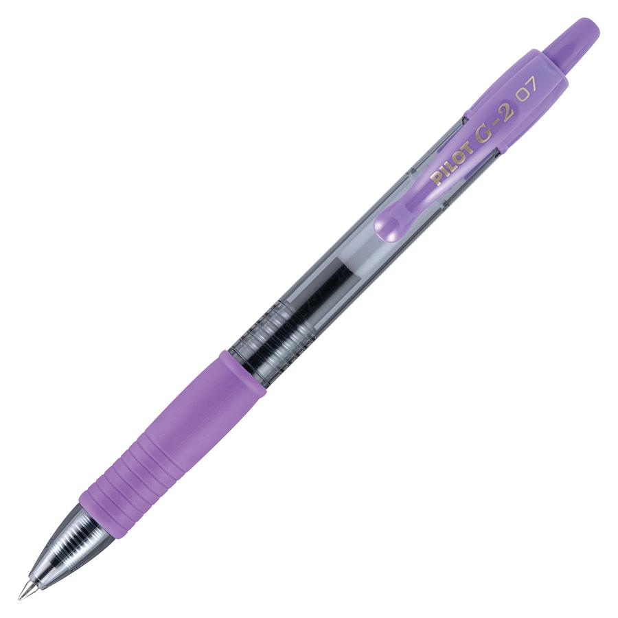Pilot G2 Retractable Gel Ink Rollerball Pens - Fine Pen Point - 0.7 mm Pen Point Size - Refillable - Retractable - Purple Gel-based Ink - Translucent Barrel - 1 Dozen. Picture 4
