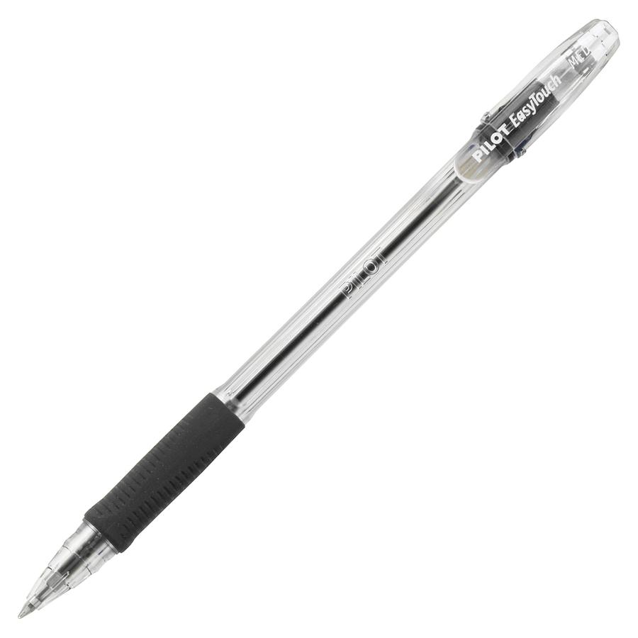 Pilot EasyTouch Ballpoint Pens - Medium Pen Point - 1 mm Pen Point Size - Refillable - Black Oil Based Ink - Clear Barrel - 1 Dozen. Picture 2