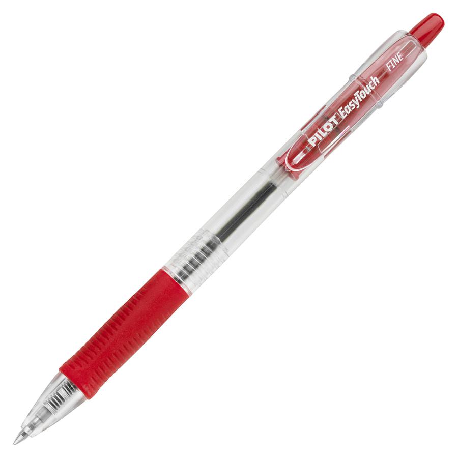 Pilot EasyTouch Retractable Ballpoint Pens - Fine Pen Point - 0.7 mm Pen Point Size - Refillable - Retractable - Red - Clear Barrel - 1 Dozen. Picture 2