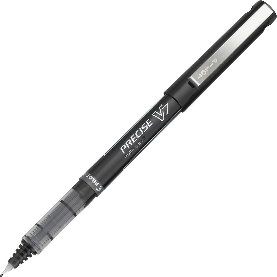Pilot Precise V7 Fine Premium Capped Rolling Ball Pens - Fine Pen Point - 0.7 mm Pen Point Size - Black - Black Plastic Barrel - 1 Dozen. Picture 3