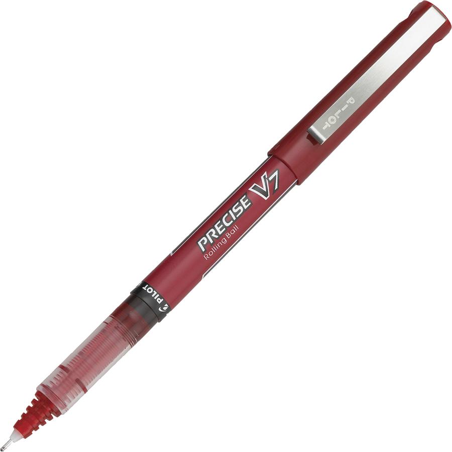 Pilot Precise V7 Fine Premium Capped Rolling Ball Pens - Fine Pen Point - 0.7 mm Pen Point Size - Red - Red Plastic Barrel - 1 Dozen. Picture 2