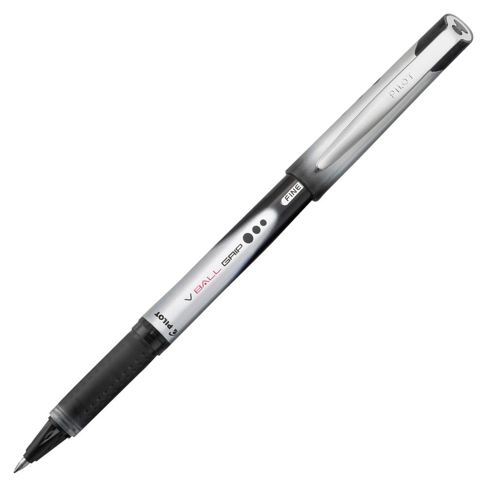 Pilot Vball Grip Liquid Ink Rollerball Pens - Fine Pen Point - 0.7 mm Pen Point Size - Black - Metal Barrel - 1 Dozen. Picture 3