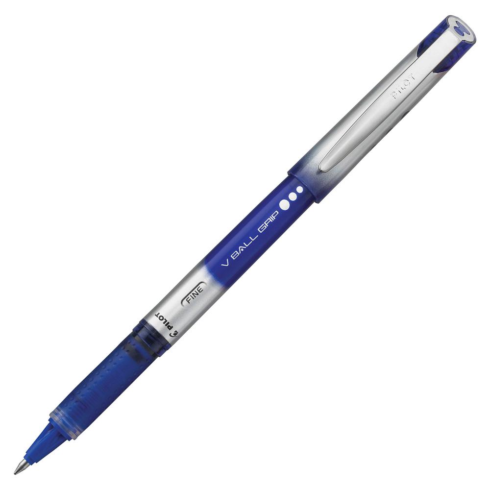 Pilot Vball Grip Liquid Ink Rollerball Pens - Fine Pen Point - 0.7 mm Pen Point Size - Blue - 1 Dozen. Picture 2