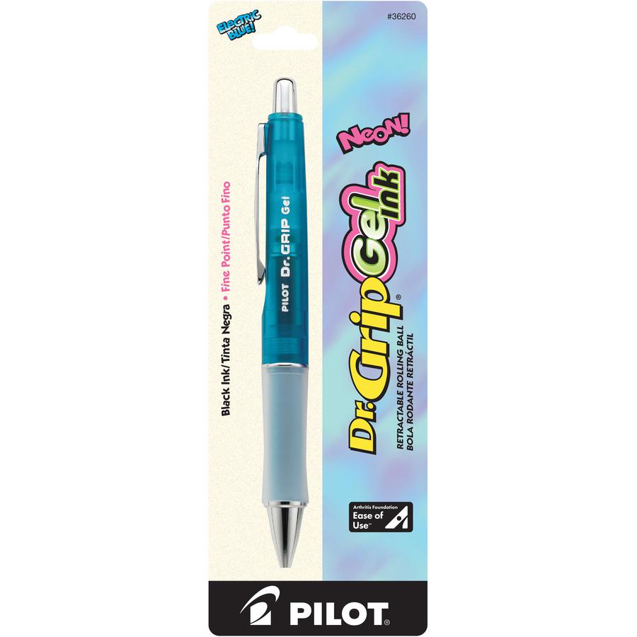 Pilot Dr. Grip Retractable Gel Rollerball Pens - 0.7 mm Pen Point Size - Refillable - Retractable - Black Gel-based Ink - Electric Blue Barrel - 1 Each. Picture 3