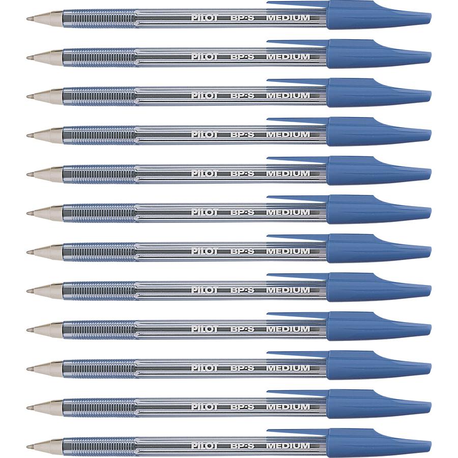 Pilot Better BP-S Ball Stick Pens - Medium Pen Point - 1 mm Pen Point Size - Refillable - Blue - Crystal, Clear Barrel - Stainless Steel Tip - 1 Dozen. Picture 2