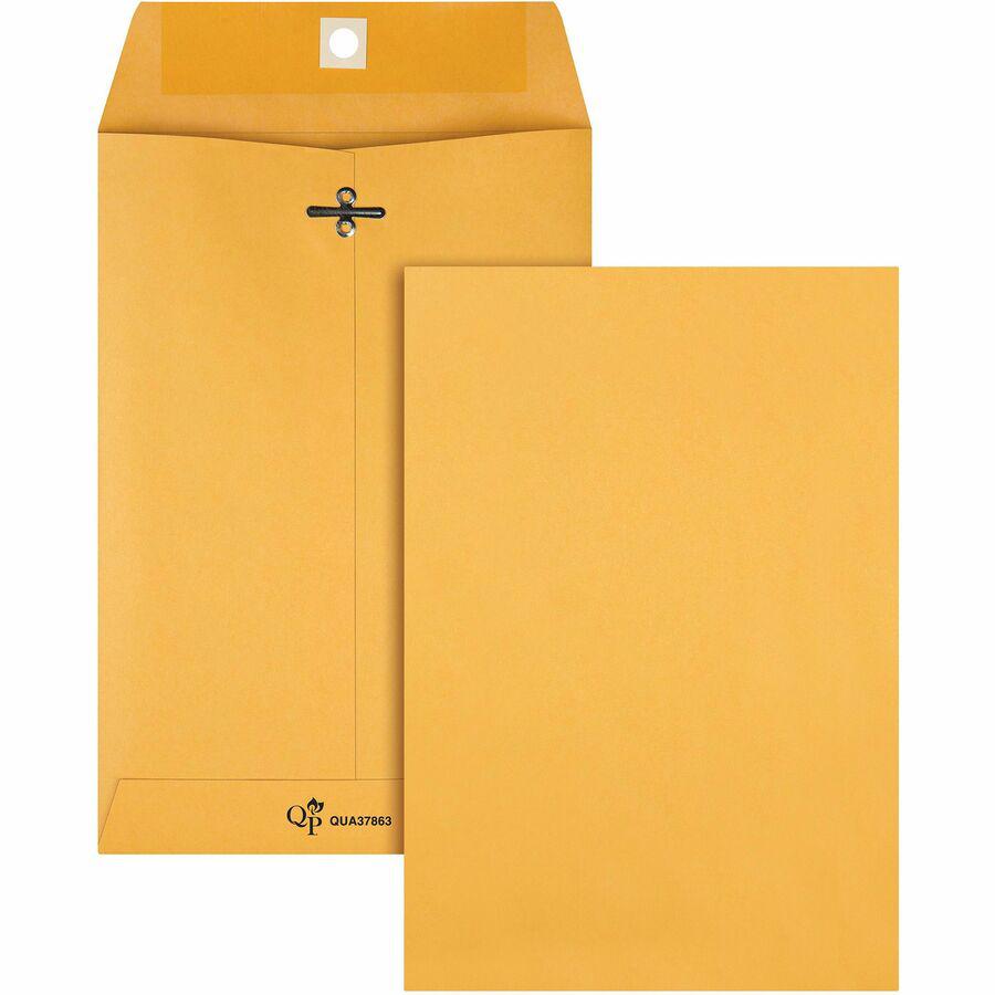 Quality Park Gummed Kraft Clasp Envelopes - Clasp - #63 - 6 1/2" Width x 9 1/2" Length - 28 lb - Gummed - Kraft - 100 / Box - Kraft. Picture 6