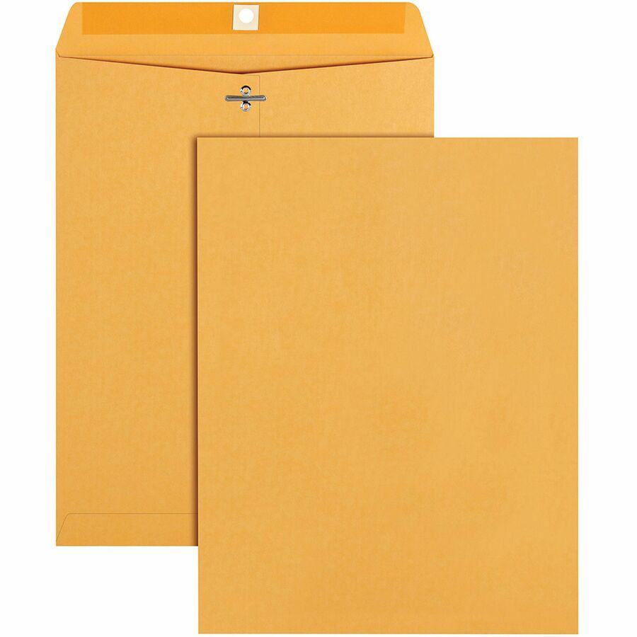 Quality Park Gummed Kraft Clasp Envelopes - Clasp - #93 - 9 1/2" Width x 12 1/2" Length - 28 lb - Gummed - Kraft - 100 / Box - Kraft. Picture 3