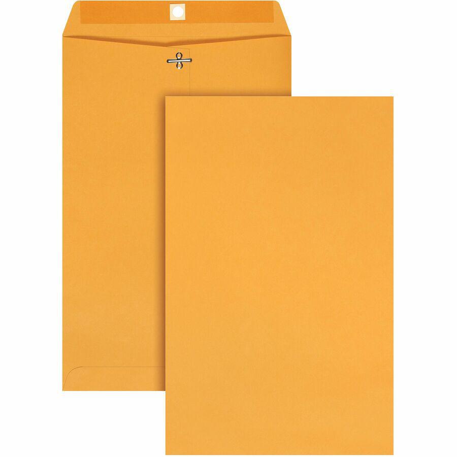 Quality Park 9-1/4 x 14-1/2 Clasp Envelopes with Deeply Gummed Flaps - Clasp - #94 - 9 1/4" Width x 14 1/2" Length - 28 lb - Gummed - Kraft - 100 / Box - Kraft. Picture 5