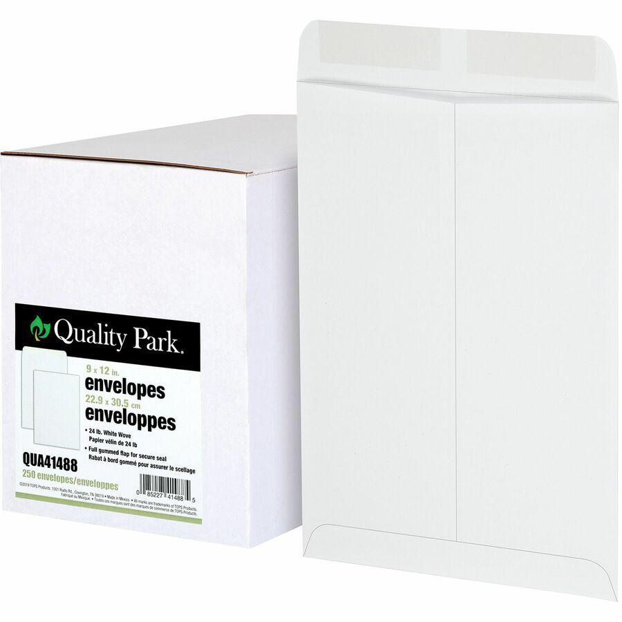 Quality Park White Plain Catalog Envelopes - Catalog - #10 1/2 - 9" Width x 12" Length - 24 lb - Gummed - Wove - 250 / Box - White. Picture 2