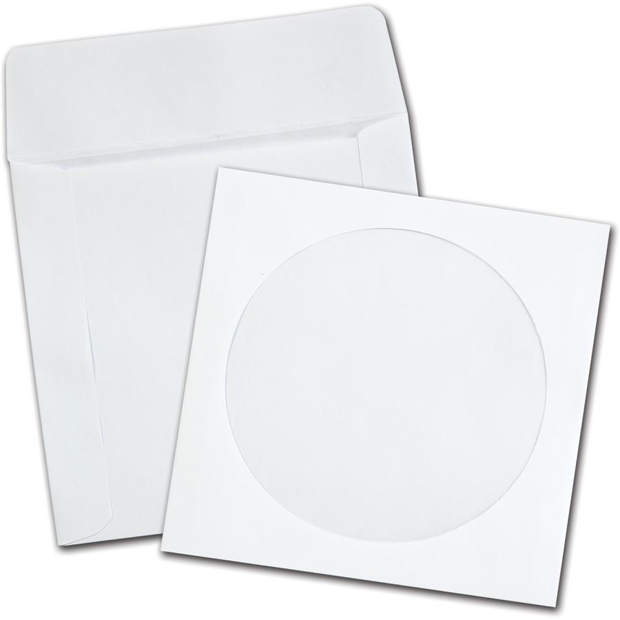 Quality Park Paper CD/DVD Sleeves - CD/DVD - 5" Width x 4 7/8" Length - 24 lb - Wove - 100 / Box - White. Picture 4
