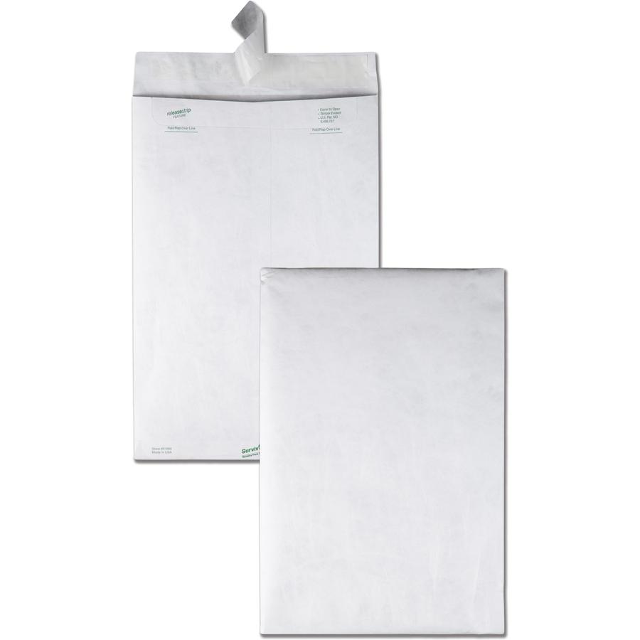 Quality Park Flap-Stik Open-end Envelopes - Catalog - 10" Width x 15" Length - 14 lb - Peel & Seal - Tyvek - 100 / Box - White. Picture 4