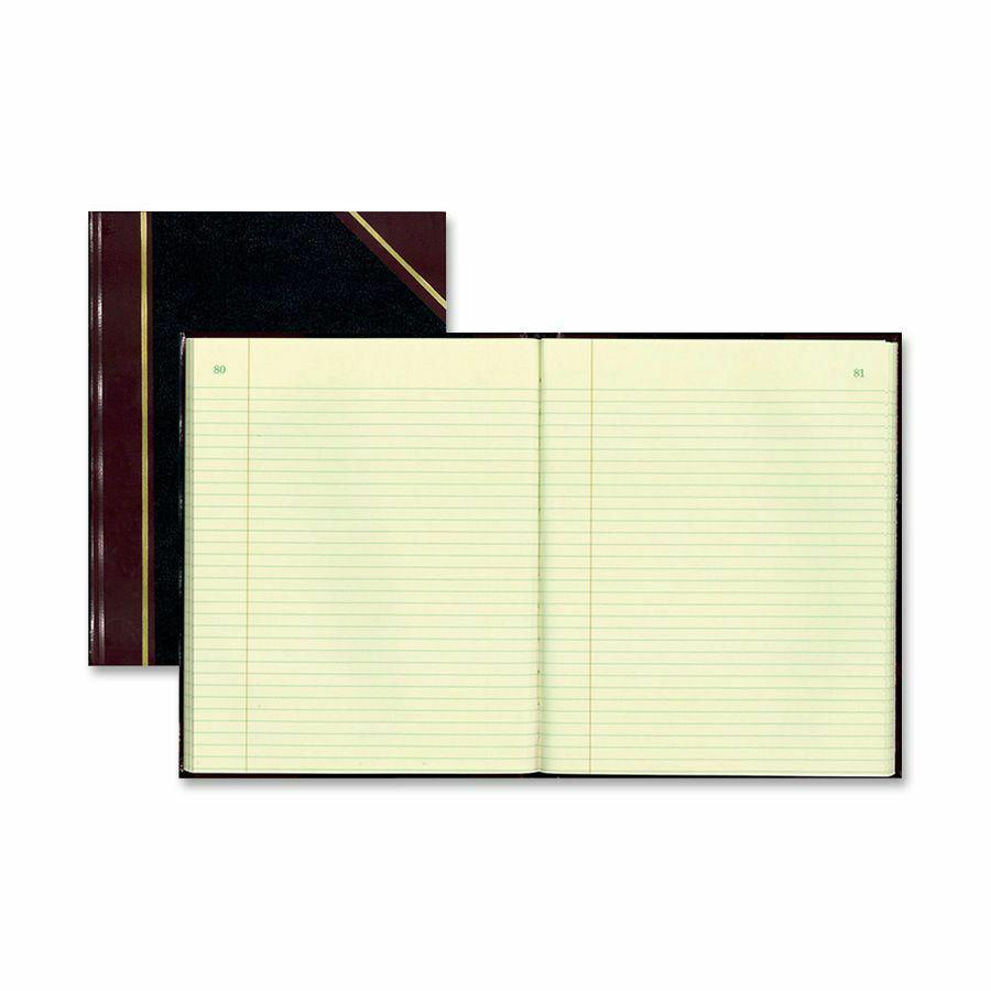 Rediform Black Texhide Cover Record Books - 150 Sheet(s) - Thread Sewn - 8.37" x 10.37" Sheet Size - Black - Green Sheet(s) - Brown, Green Print Color - Black Cover - Recycled - 1 Each. Picture 2