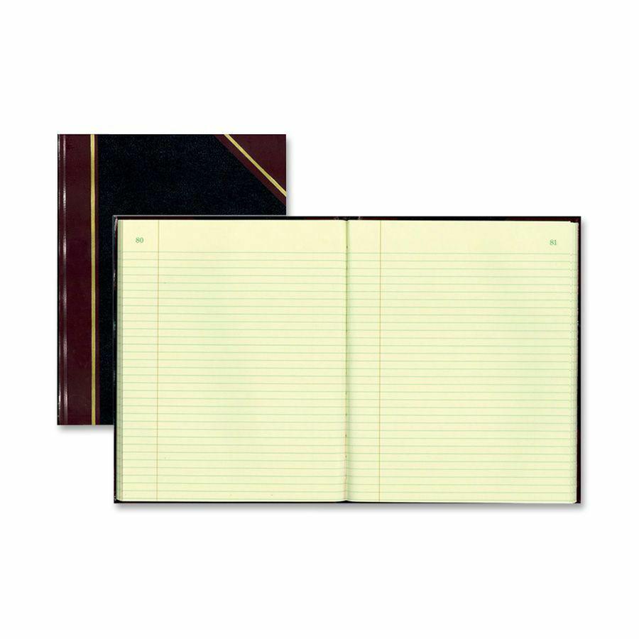 Rediform Black Texhide Cover Record Books - 300 Sheet(s) - Thread Sewn - 8.37" x 10.37" Sheet Size - Black - Green Sheet(s) - Brown, Green Print Color - Black Cover - Recycled - 1 Each. Picture 2