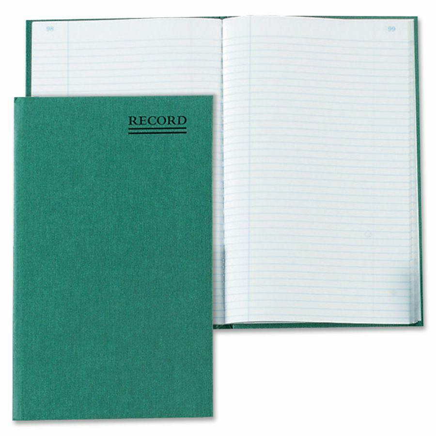 Rediform Green Cover Record Account Book - 200 Sheet(s) - Gummed - 6.25" x 9.62" Sheet Size - Green - White Sheet(s) - Green Cover - Recycled - 1 Each. Picture 2