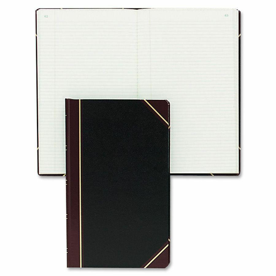 Rediform Texhide Cover Record Books with Margin - 300 Sheet(s) - Thread Sewn - 8.75" x 14.25" Sheet Size - Green Sheet(s) - Brown, Green Print Color - Black Cover - Recycled - 1 Each. Picture 2