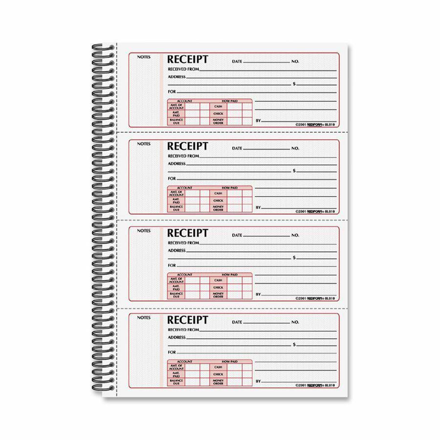 Rediform Money Receipt Book - 300 Sheet(s) - Wire Bound - 2 PartCarbonless Copy - 7.62" x 11" Sheet Size - White - White Sheet(s) - Red Print Color - Blue Cover - 1 Each. Picture 2