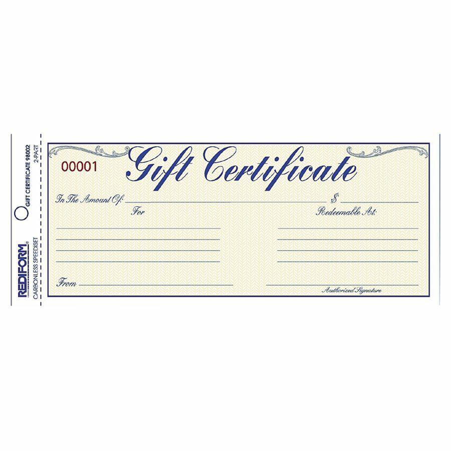 Rediform Gift Certificates with Envelopes - 8.5" x 3.7" - Blue - 25 / Pack. Picture 2