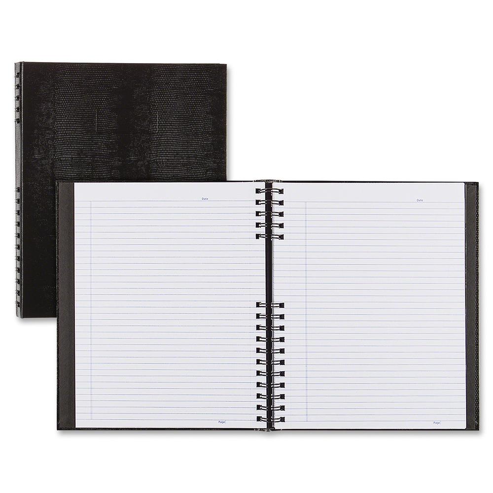 Rediform NotePro Twin - wire Composition Notebook - Letter - 150 Sheets - Twin Wirebound - 8 1/2" x 11" - White Paper - Black Cover Lizard - Micro Perforated, Self-adhesive, Pocket, Index Sheet, Acid-. Picture 2