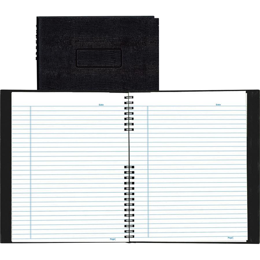 Rediform NotePro Twin - wire Composition Notebook - Letter - 200 Sheets - Twin Wirebound - 8 1/2" x 11" - White Paper - Black Cover Lizard - Micro Perforated, Self-adhesive, Pocket, Index Sheet, Acid-. Picture 2