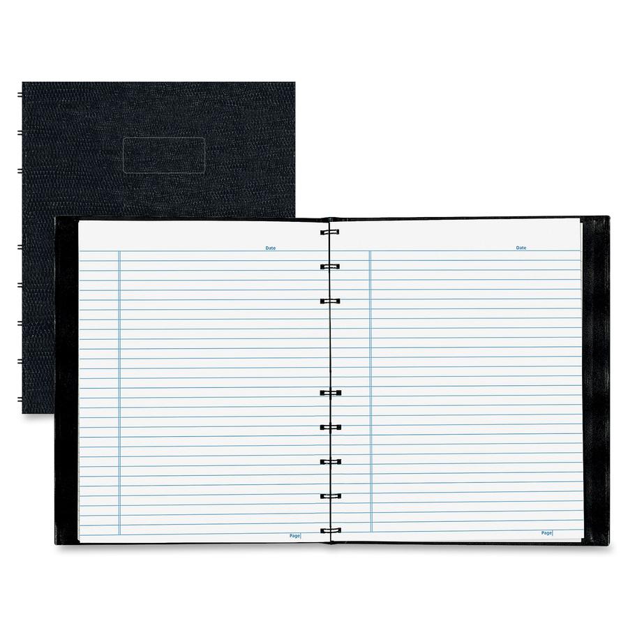 Rediform NotePro Twin-wire Composition Notebook - 150 Sheets - Twin Wirebound - 7 1/4" x 9 1/4" - White Paper - Black Lizard Cover - Micro Perforated, Self-adhesive, Pocket, Index Sheet, Acid-free, Ha. Picture 3