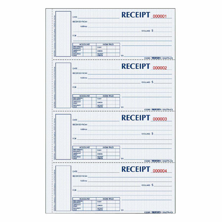 Rediform Hardbound Numbered Money Receipt Books - 200 Sheet(s) - 3 PartCarbonless Copy - 2.75" x 6.87" Form Size - 8" x 11" Sheet Size - White, Canary, Pink - Red Print Color - 1 Each. Picture 2