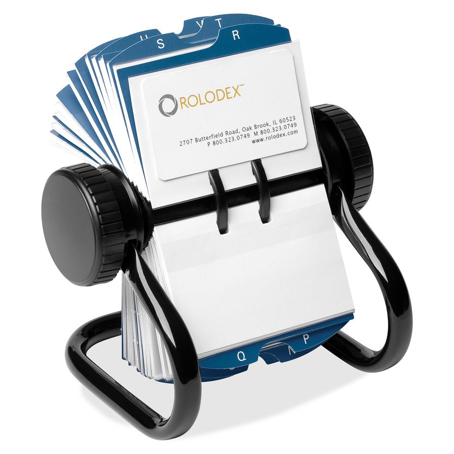Rolodex Rotary A-Z Index Business Card Files - 400 Card Capacity - For 2.63" x 4" Size Card - 24 Index Guide - Black. Picture 3