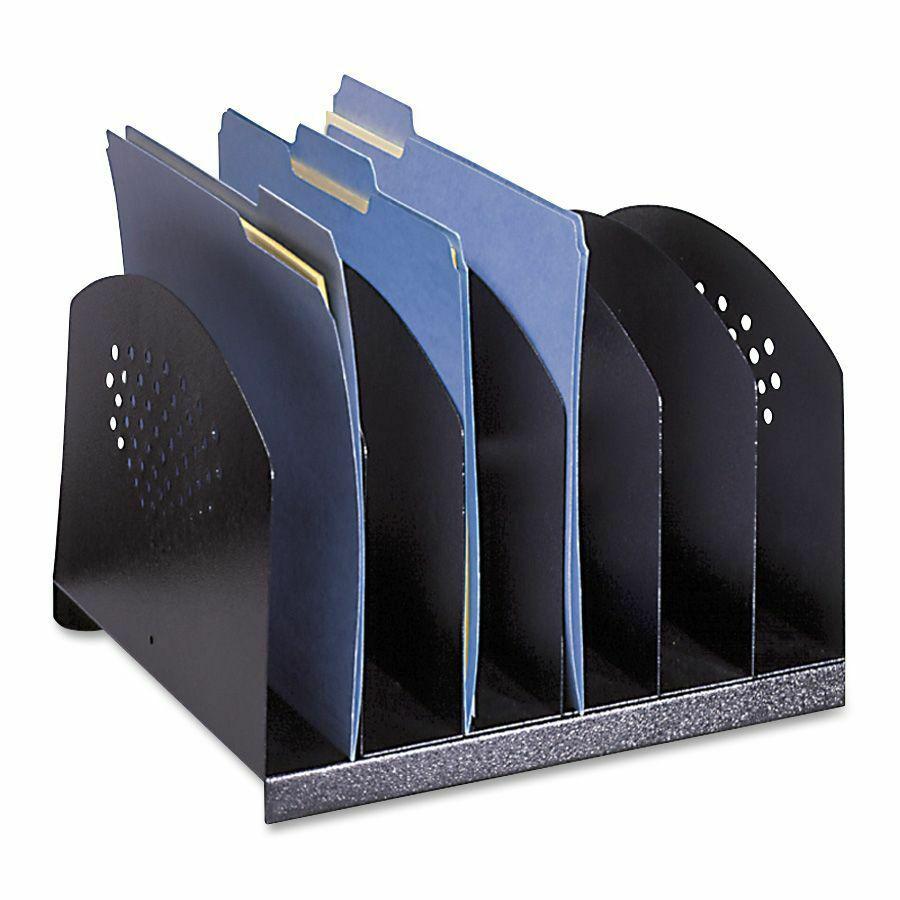 Safco Steel Desk Racks - 6 Compartment(s) - 2" - 8" Height x 12.1" Width x 11.1" DepthDesktop - Powder Coated - Black - Steel - 1 Each. Picture 2