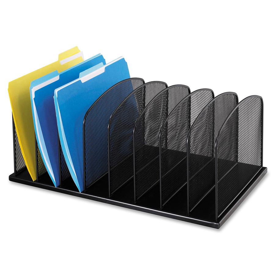 Safco Mesh Desk Organizers - 8 Compartment(s) - 2" - 8.3" Height x 19.3" Width x 11.5" DepthDesktop - Powder Coated - Black - Steel - 1 Each. Picture 4