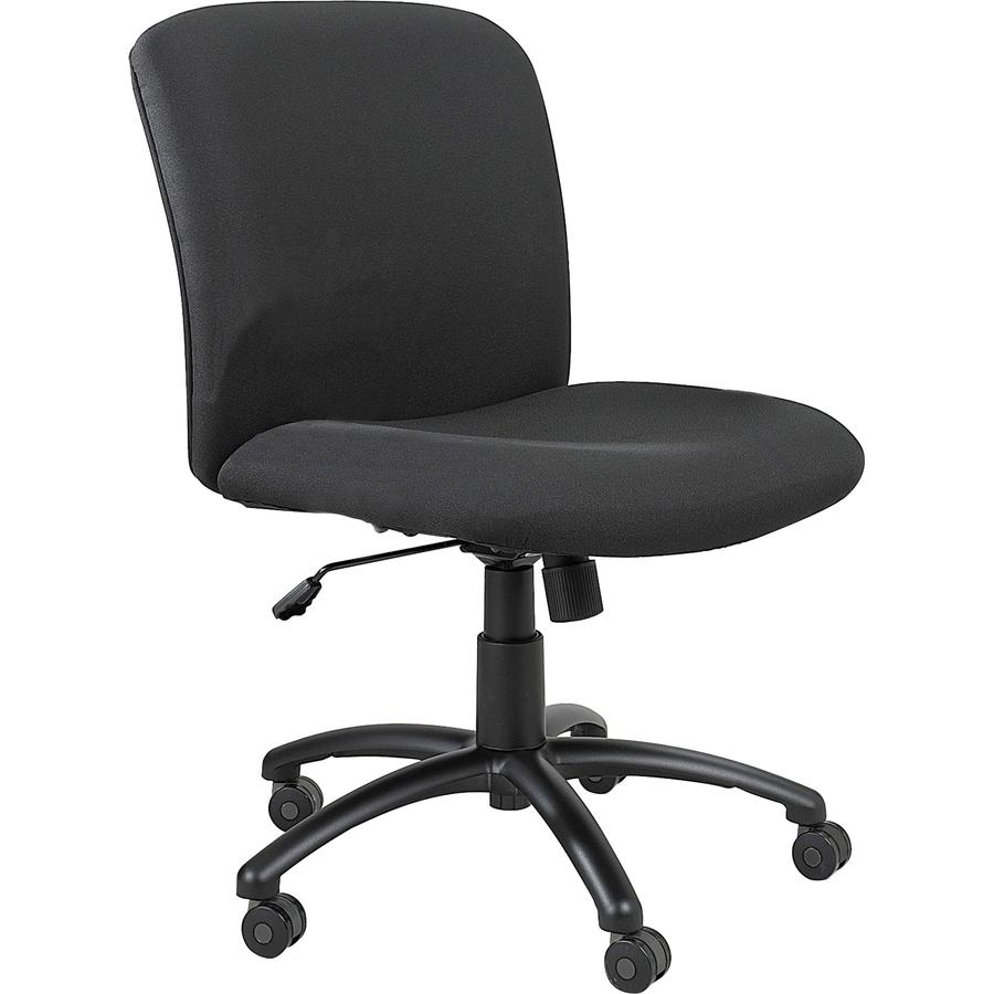 Safco Big & Tall Executive Mid-Back Chair - Black Foam, Polyester Seat - Black Frame - 5-star Base - Black - 1 Each. Picture 3