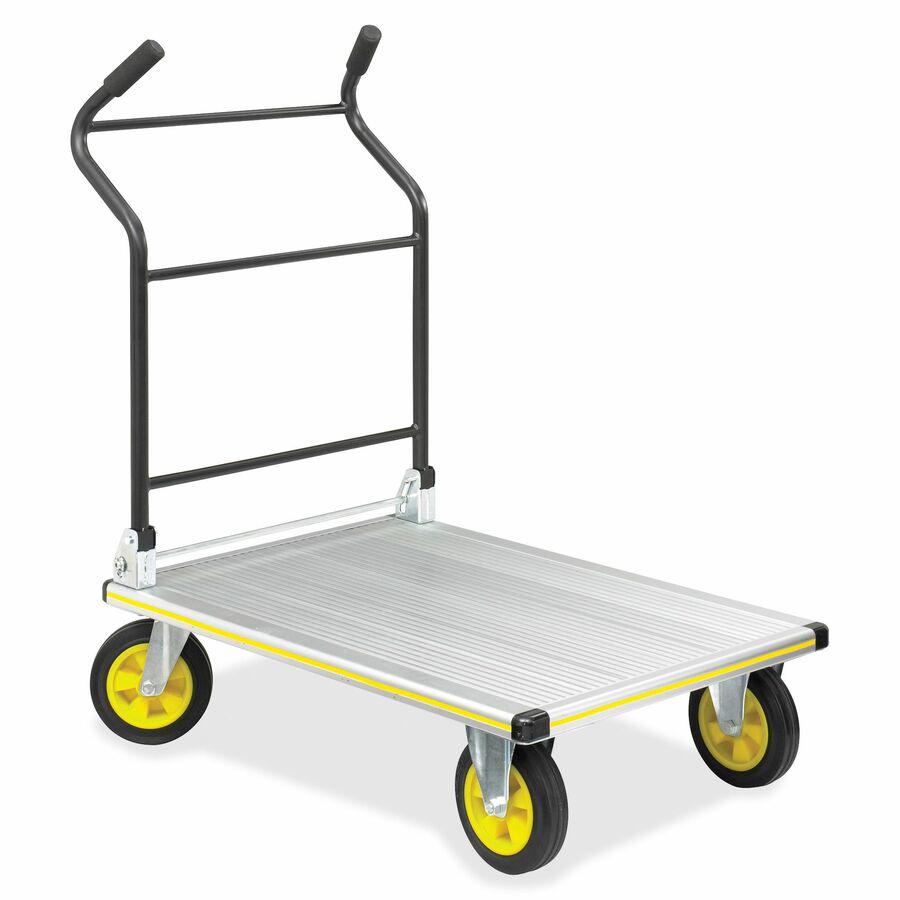 Safco Stow-Away Platform Hand Truck - Tubular Handle - 1000 lb Capacity - 4 Casters - 7" Caster Size - Aluminum - x 24" Width x 39" Depth x 40" Height - Aluminum Frame - Silver - 1 Each. Picture 4