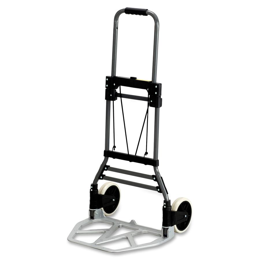 Safco Stow-Away Medium Hand Truck - Telescopic Handle - 275 lb Capacity - 2 Casters - 7" Caster Size - Aluminum - x 19.5" Width x 18" Depth x 39" Height - Aluminum Frame - Silver - 1 Each. Picture 2