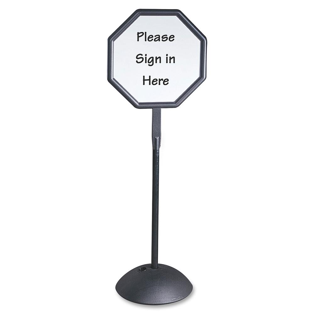 Safco Write Way Dual-sided Directional Sign - 1 Each - 22.5" Width x 65" Height x 18" Depth - Octagonal Shape - Both Sides Display, Magnetic, Durable - Steel - Indoor, Outdoor, Office - Black. Picture 2
