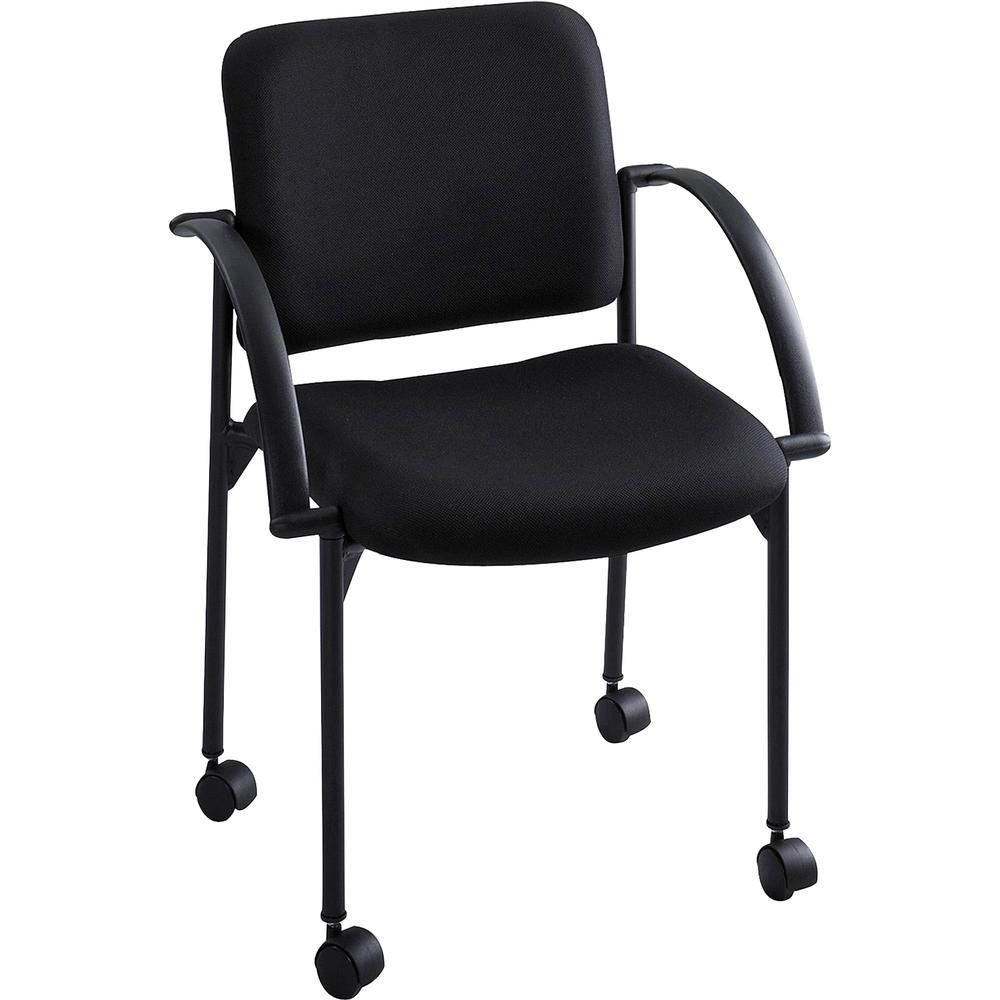 Safco Moto Stack Chair - Black Polyester Seat - Black Steel Frame - 17.50" Seat Width x 17" Seat Depth - 23.5" Width x 23.5" Depth x 33" Height - 2 / Carton. Picture 3