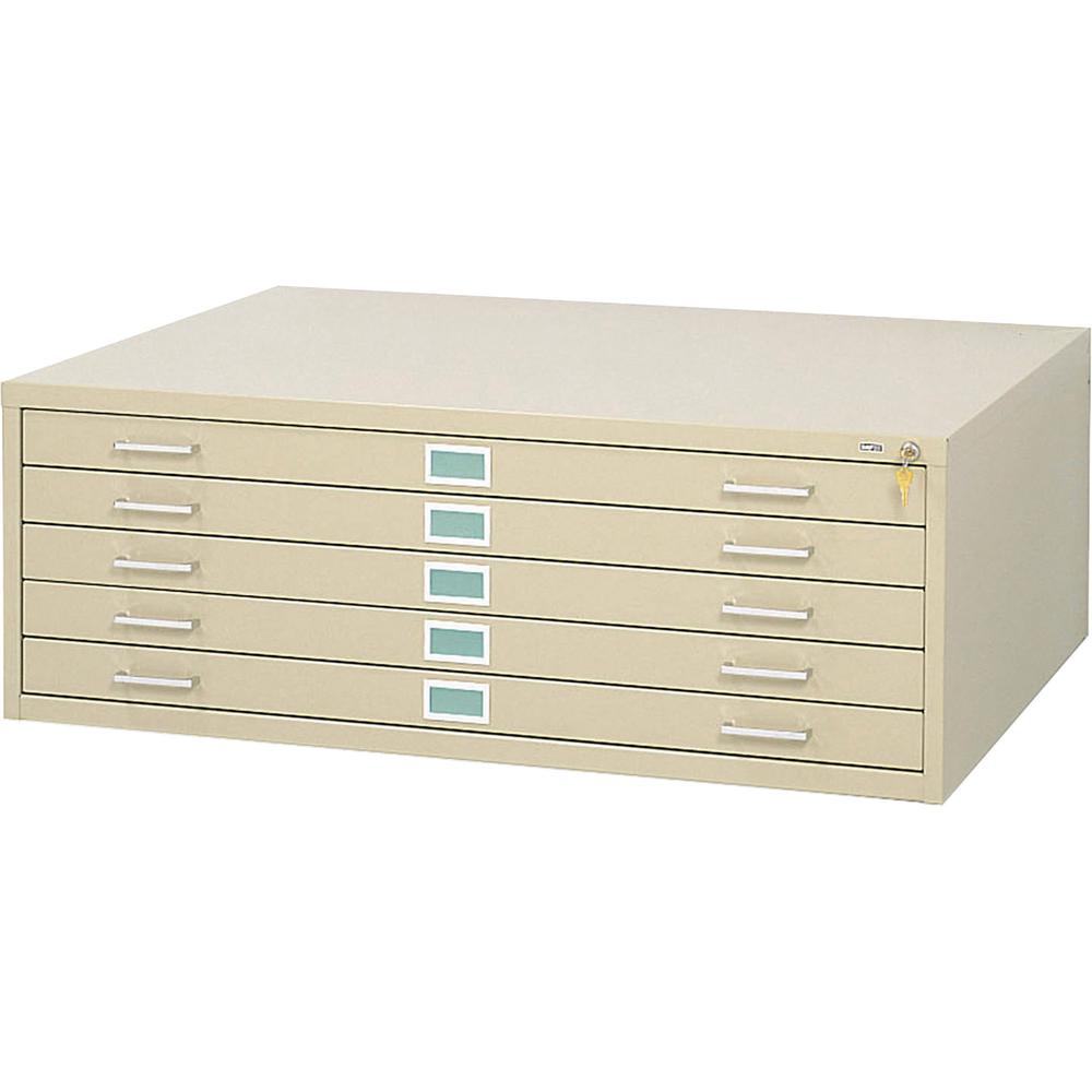 Safco 5-Drawer Steel Flat File - 41.4" x 16.5" x 53.4" - 5 x Drawer(s) for File - Stackable - Tropic Sand - Powder Coated - Steel - Recycled. Picture 4