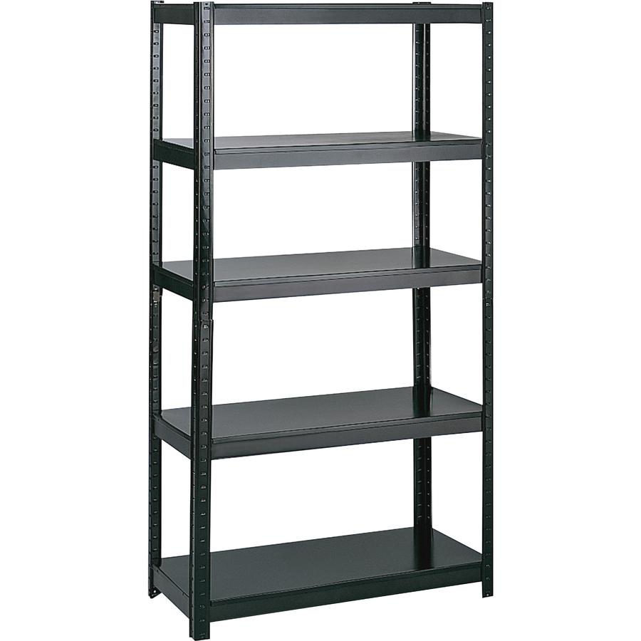 Safco Boltless Steel Shelving - 36" x 18" x 72" - 5 x Shelf(ves) - 1000 lb Load Capacity - Durable - Black - Powder Coated - Assembly Required. Picture 2