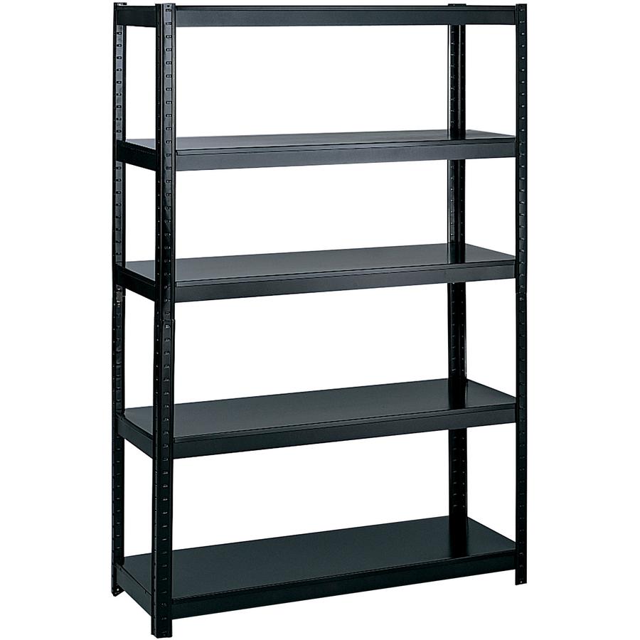 Safco Boltless Steel Shelving - 48" x 18" x 72" - 5 x Shelf(ves) - 1000 lb Load Capacity - Black - Powder Coated - Steel - Assembly Required. Picture 4