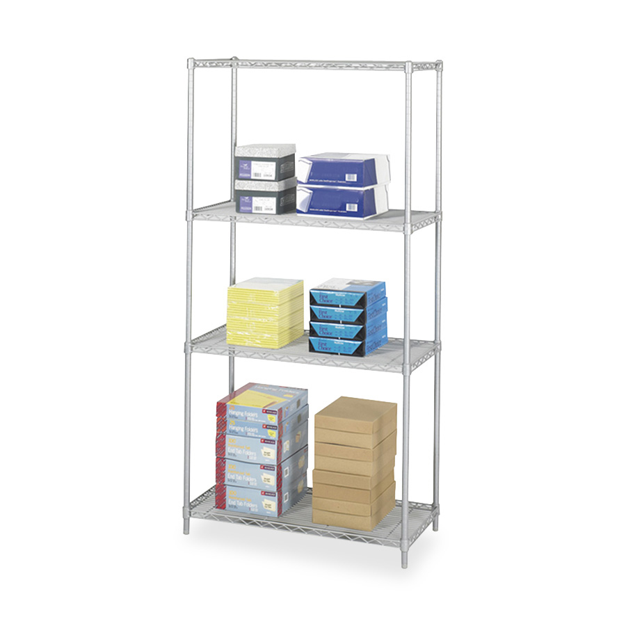 Industrial Wire Shelving - 36" x 18" - 4 x Shelf(ves) - Gray. Picture 4