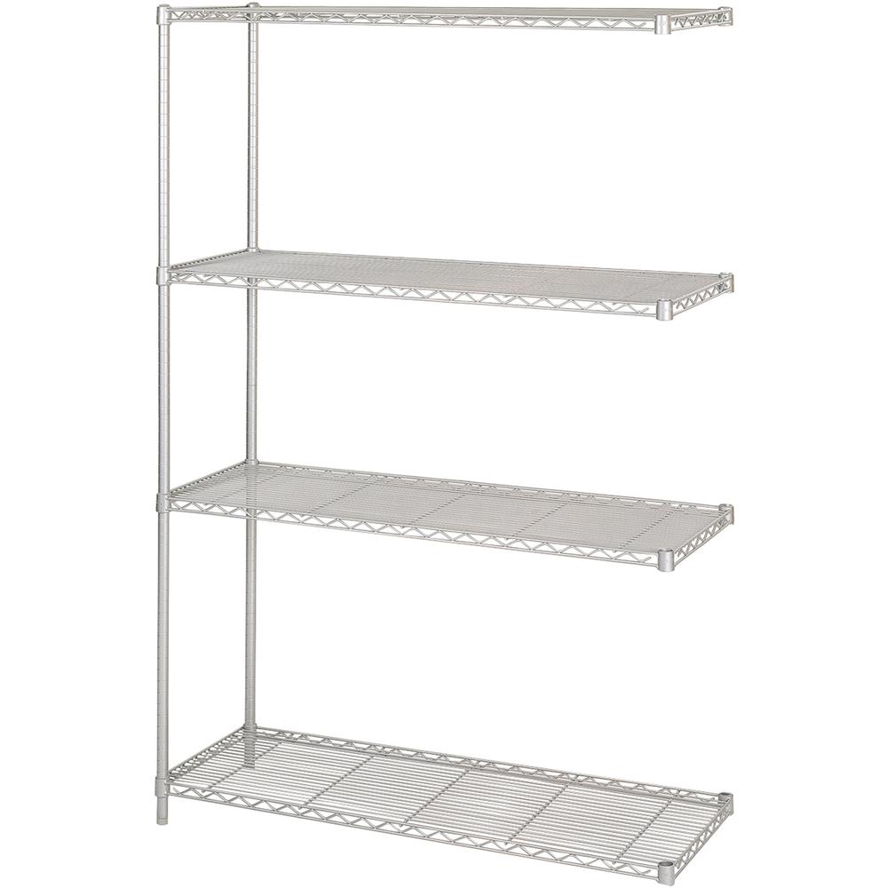 Safco Add-On Unit - 48" x 18" x 72" - 4 x Shelf(ves) - 1000 lb Load Capacity - Gray - Powder Coated - Steel. Picture 2