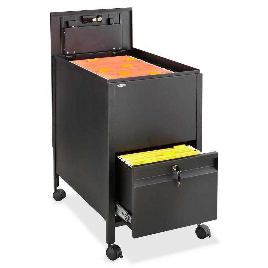 Safco Rollaway Mobile File Cart - 300 lb Capacity - 4 Casters - 2" Caster Size - Steel - x 17" Width x 26" Depth x 28" Height - Black - 1 Each. Picture 2