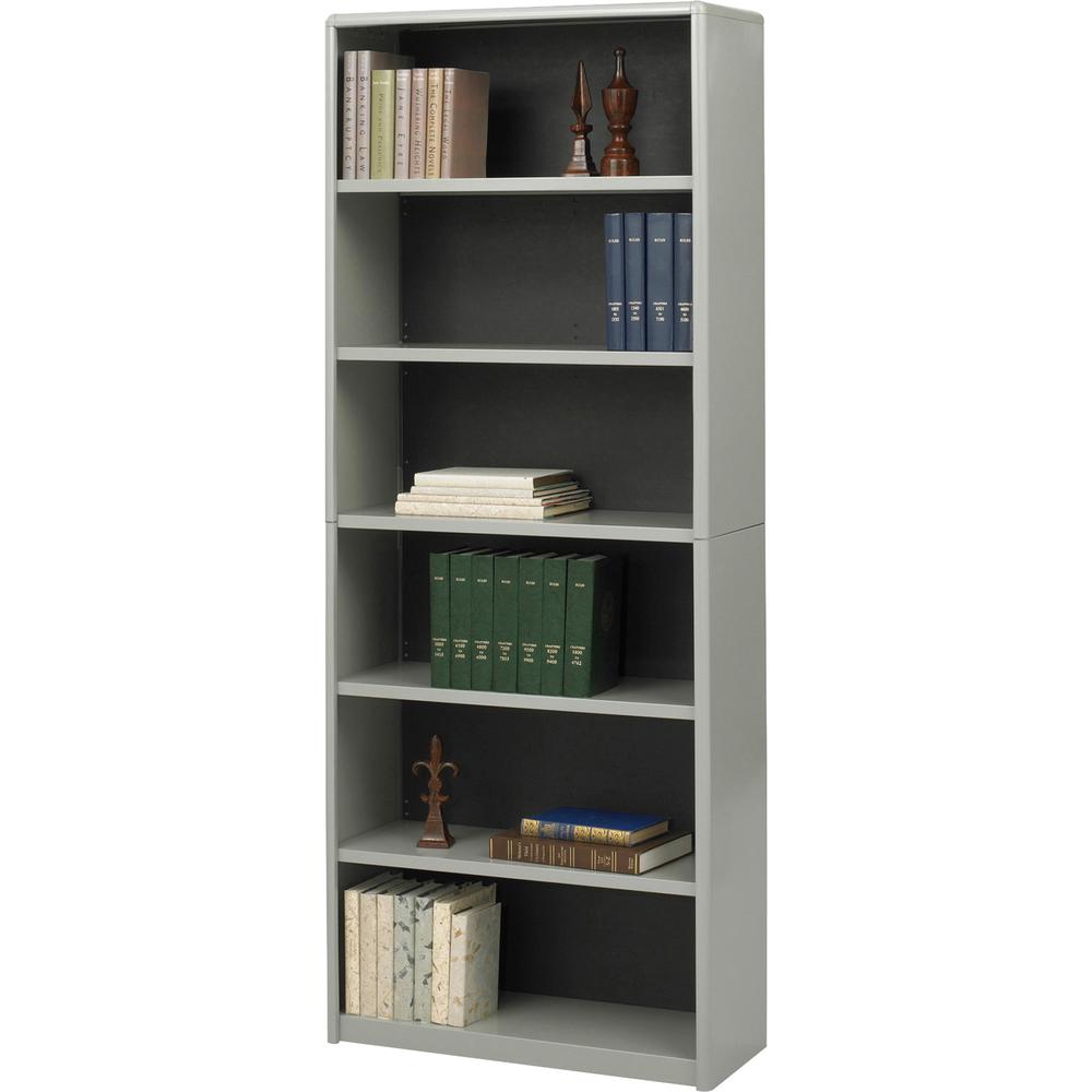 Safco Value Mate Bookcase - 31.8" x 13.5" x 80" - 6 x Shelf(ves) - Gray - Steel, Fiberboard, Plastic - Assembly Required. Picture 4