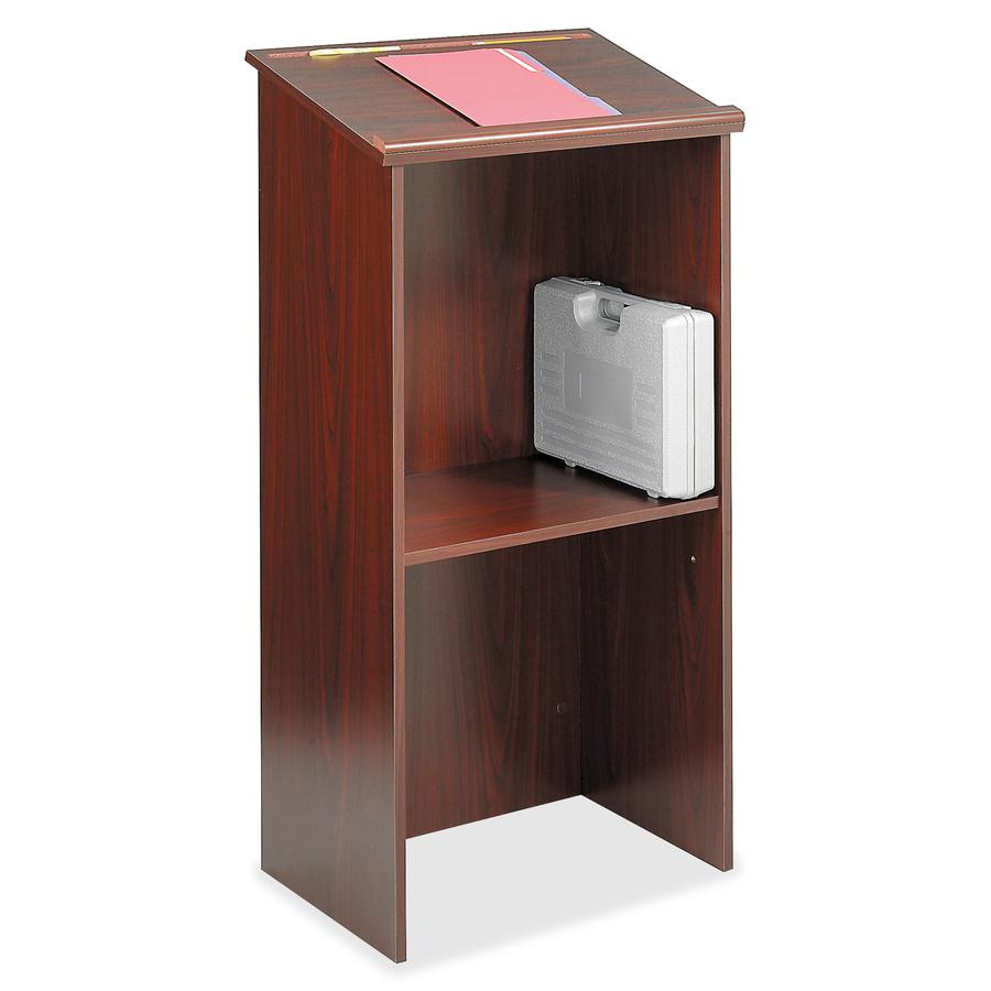 Safco Stand Up Lectern - Rectangle Top - 15.75" Table Top Length x 23" Table Top Width - 46" Height - Assembly Required - Laminated, Mahogany - Wood. Picture 4