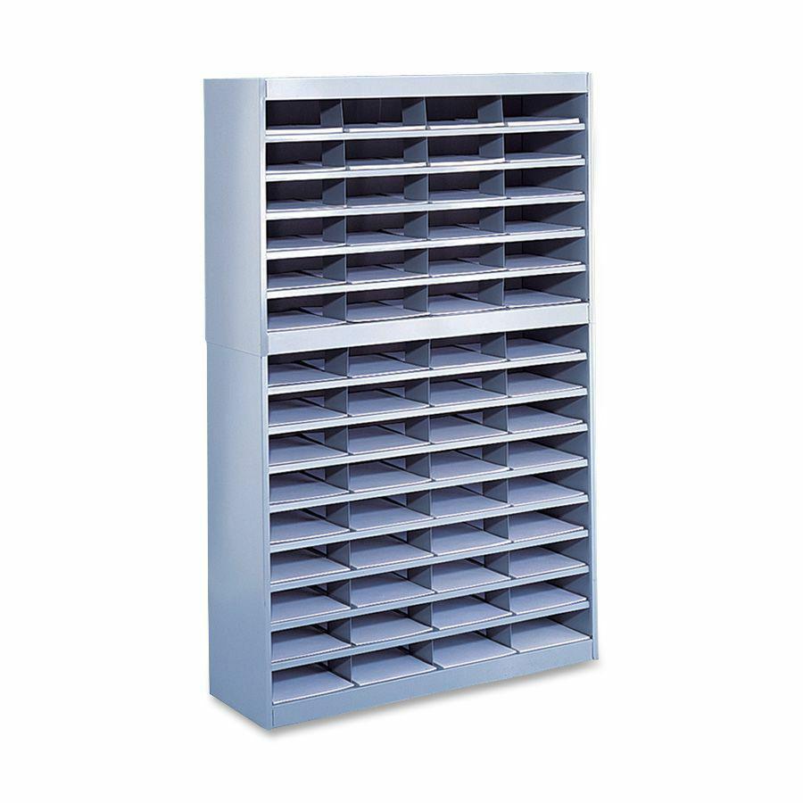 Safco E-Z Stor Steel Literature Organizers - 750 x Sheet - 60 Compartment(s) - Compartment Size 3" x 9" x 12.25" - 60" Height x 37.5" Width x 12.8" Depth - 50% Recycled - Enamel - Gray - Steel, Fiberb. Picture 4