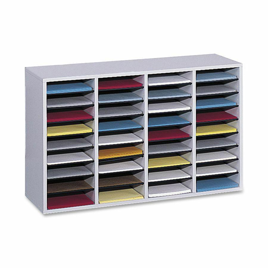 Safco Adjustable Shelves Literature Organizers - 36 Compartment(s) - Compartment Size 2.50" x 9" x 11.50" - 24" Height x 39.4" Width x 11.8" Depth - Gray - Wood - 1 Each. Picture 2