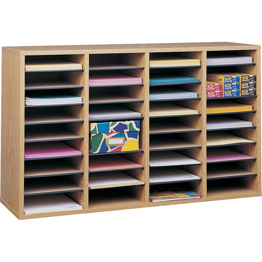 Safco Adjustable Shelves Literature Organizers - 36 Compartment(s) - Compartment Size 2.50" x 9" x 11.50" - 24" Height x 39.4" Width x 11.8" Depth - Wood - 1 Each. Picture 2