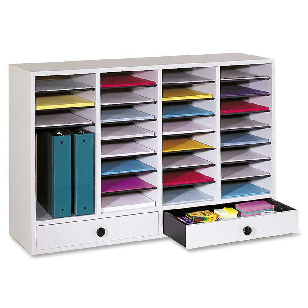 Safco Adjustable Compartment Literature Organizers - 32 Compartment(s) - 2 Drawer(s) - Compartment Size 2.50" x 9.50" x 11.50" - Drawer Size 2.75" x 17.50" - 25.4" Height x 39.4" Width x 11.8" Depth -. Picture 3