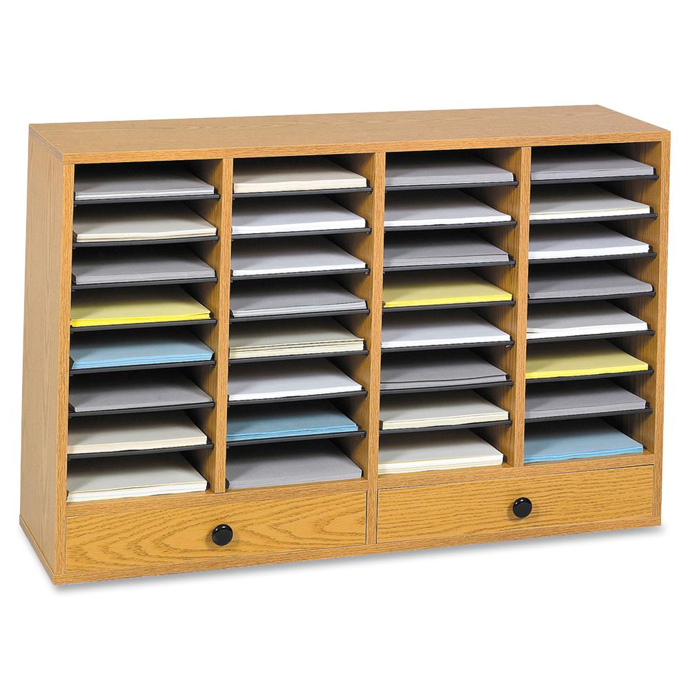 Safco Adjustable Compartment Literature Organizers - 32 Compartment(s) - 2 Drawer(s) - Compartment Size 2.50" x 9.50" x 11.50" - Drawer Size 2.75" x 17.50" - 25.3" Height x 39.3" Width x 11.8" Depth -. Picture 3