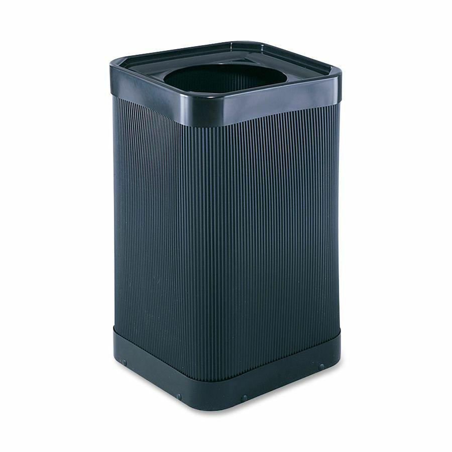 Safco At-Your-Disposal 12" Open Waste Receptacle - 38 gal Capacity - 12" Opening Diameter - 32" Height x 18" Width x 18" Depth - Polyethylene - Black - 1 Each. Picture 2