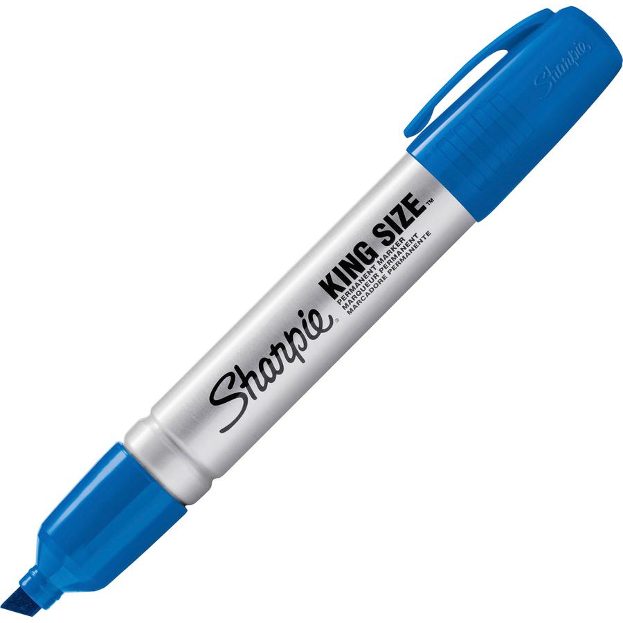 Sharpie King-Size Permanent Markers - Chisel Marker Point Style - Blue - Silver Plastic Barrel - 1 Dozen. Picture 2